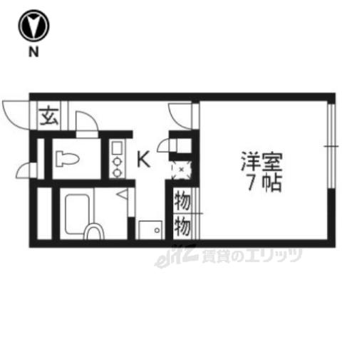 レオパレス 万帖敷KKT(1K/2階)の間取り写真