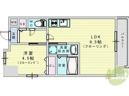 レオングラン新大阪レジデンス(1LDK/3階)の間取り写真