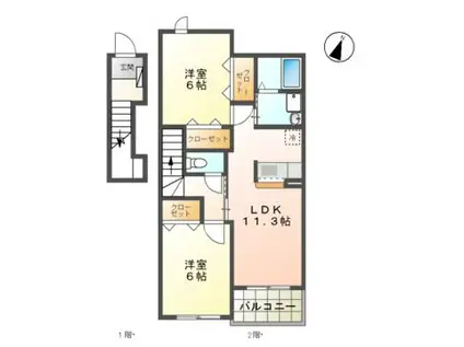 ラフレシールA(2LDK/2階)の間取り写真