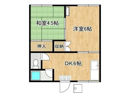 コーポサンクス(2DK/2階)の間取り写真