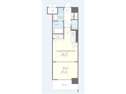 PINE RICH(1LDK/7階)の間取り写真