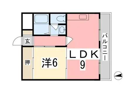 飾磨中村コーポ(1LDK/3階)の間取り写真