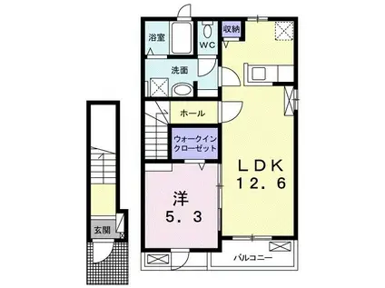 フェリスI(1LDK/2階)の間取り写真