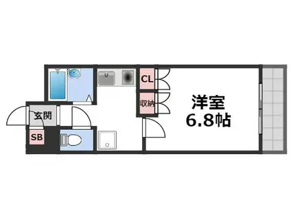 サンモール(1K/6階)の間取り写真