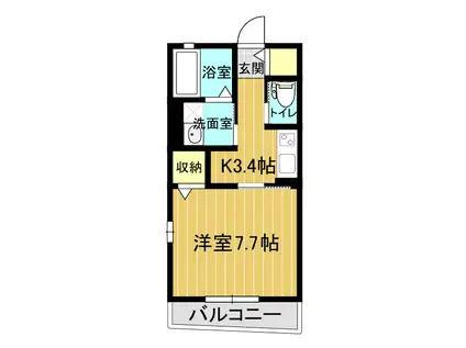 ハイツ花みず木II(1K/1階)の間取り写真