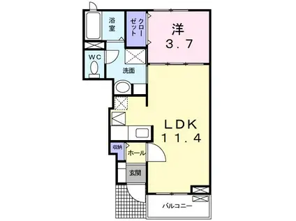 ドゥメゾンB(1LDK/1階)の間取り写真