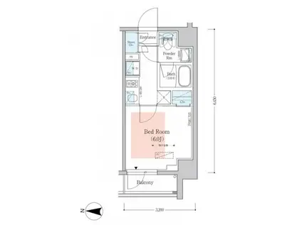 アーバネックス南品川II(1K/2階)の間取り写真