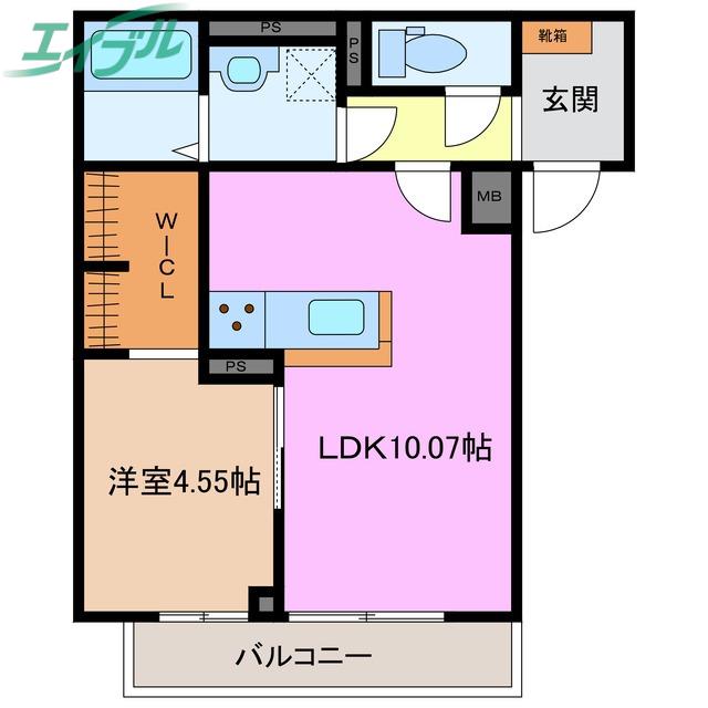 AQUA LOUIS MER(1LDK/2階)の間取り写真