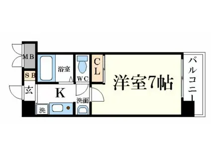 リバーパーク・北条(1K/3階)の間取り写真