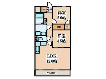 ラ・ボアーコートイン花園(2LDK/1階)の間取り写真