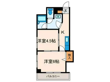 王子北ウイング(2K/5階)の間取り写真