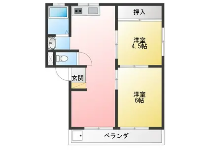 富士ハイツ(2LDK/2階)の間取り写真