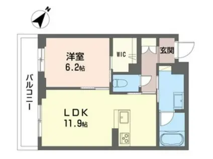 ヴァレンティア(1LDK/3階)の間取り写真