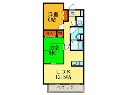 メゾン・ド・フルール(2LDK/1階)の間取り写真