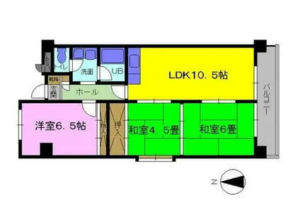 サンヴィレッジ岡松(3LDK/7階)の間取り写真