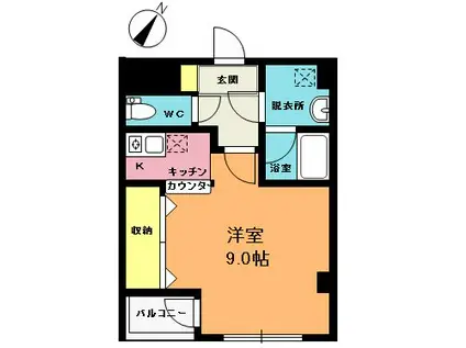 スワローテール(1K/4階)の間取り写真