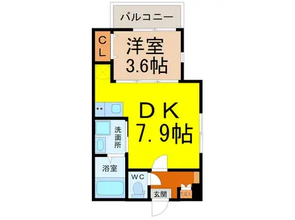 ハーモニーテラス長栄IV(1DK/2階)の間取り写真