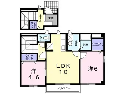 スカイブルー壱番館(2LDK/2階)の間取り写真