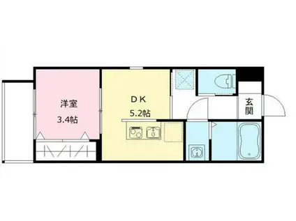 REGIES近大サウスII(1DK/1階)の間取り写真