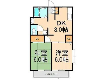 竹の塚ガーデン(2DK/1階)の間取り写真