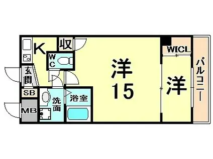 セレニテ甲子園1号棟(1DK/4階)の間取り写真