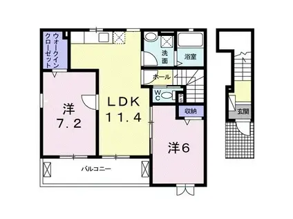 ブランドールII(2LDK/2階)の間取り写真