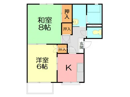 フラワーハイツ(2K/2階)の間取り写真