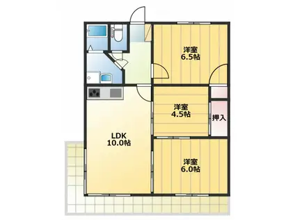 木瀬川リバーサイドマンション(3DK/2階)の間取り写真