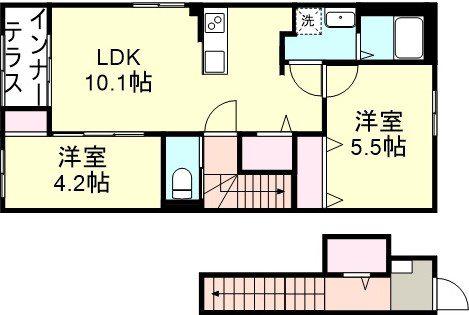 メゾン・ド・コローレ(2LDK/2階)の間取り写真