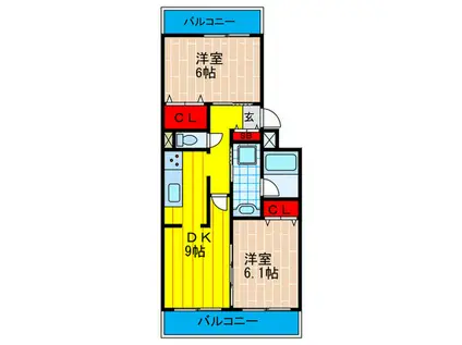 エテルノII(2DK/3階)の間取り写真