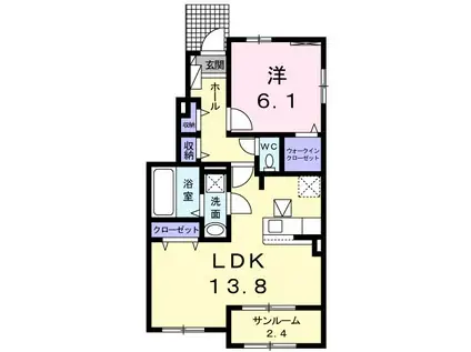 カルマーティI(1LDK/1階)の間取り写真