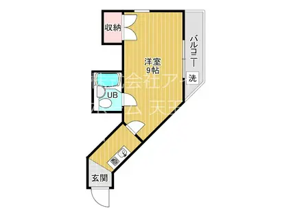 グランシャトー田辺(1K/7階)の間取り写真