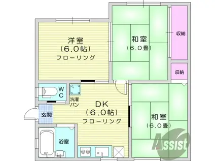 コーポインサトー Ⅰ(3DK/1階)の間取り写真