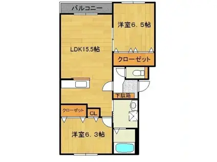 ヴァンクレールIII(2LDK/4階)の間取り写真