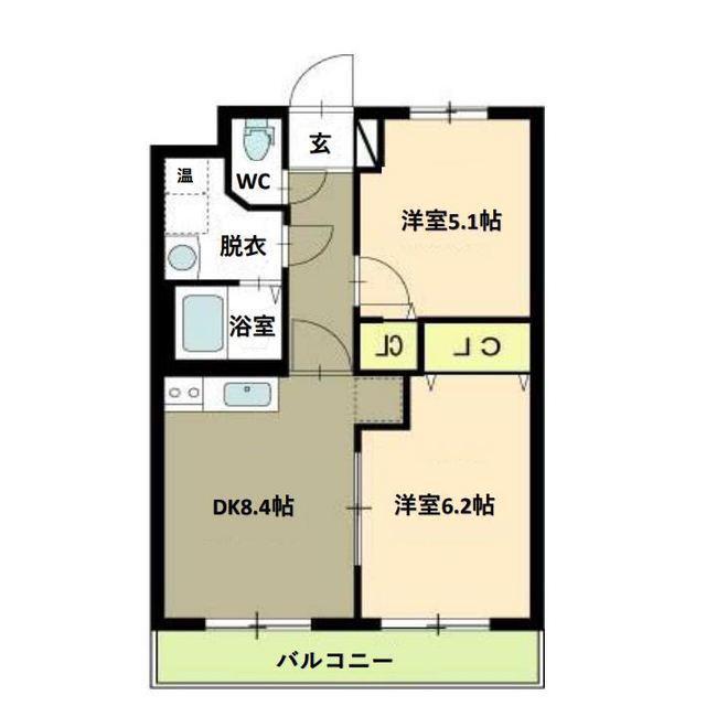 ヒーローマンションみずき野(2DK/2階)の間取り写真