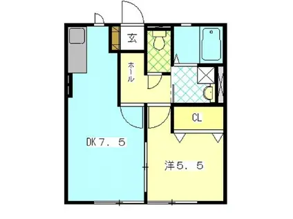 コーポ南I(1DK/1階)の間取り写真