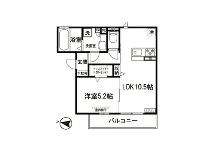 クレスト(1LDK/3階)の間取り写真