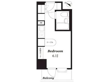 インペリアル南麻布コートアンドサテライト(ワンルーム/1階)の間取り写真