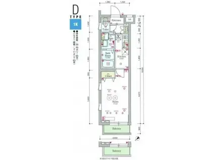 スカイコートパレス蒲田(1K/1階)の間取り写真