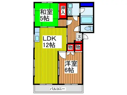 北栄第2マンション(2LDK/2階)の間取り写真