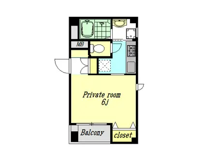 ボルベール成城ウエスト(1K/3階)の間取り写真