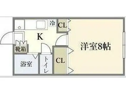 クレセール南仙台B(1K/1階)の間取り写真