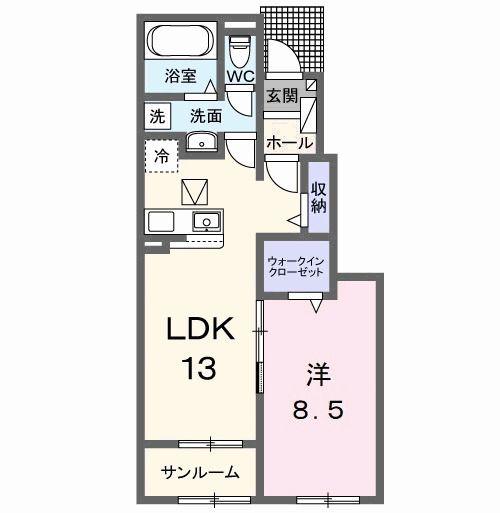コルヴェール(1LDK/1階)の間取り写真