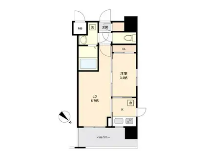 LA FASE VERXEED HAKATA(1LDK/4階)の間取り写真