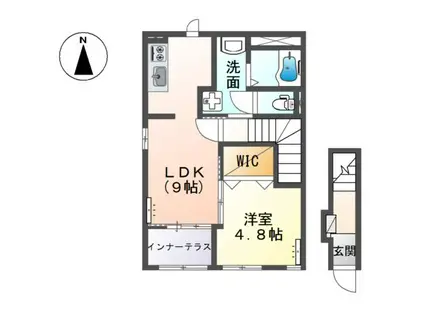 ヴェルジェメゾンI(1LDK/2階)の間取り写真