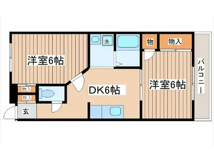 フェニックス福室(2DK/3階)の間取り写真