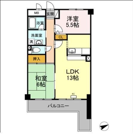 レジデンス若松(2LDK/2階)の間取り写真