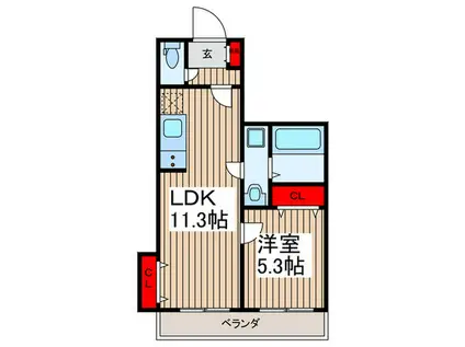 パームコテージXV番館(1LDK/3階)の間取り写真