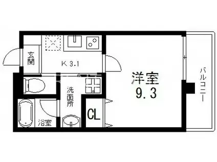 レクラン今里(1K/3階)の間取り写真
