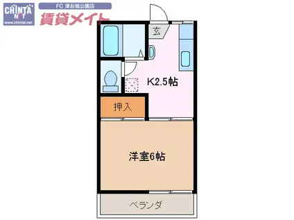 サニーライフ栗真A(1K/2階)の間取り写真